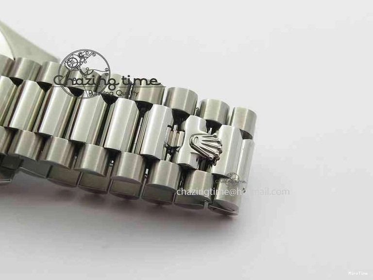 MiroTime 0116 Minimalist Day Date 40mm SS BP Maker Best Edition Diamond Bezel Silver Dial On SS Bracelet A 3697